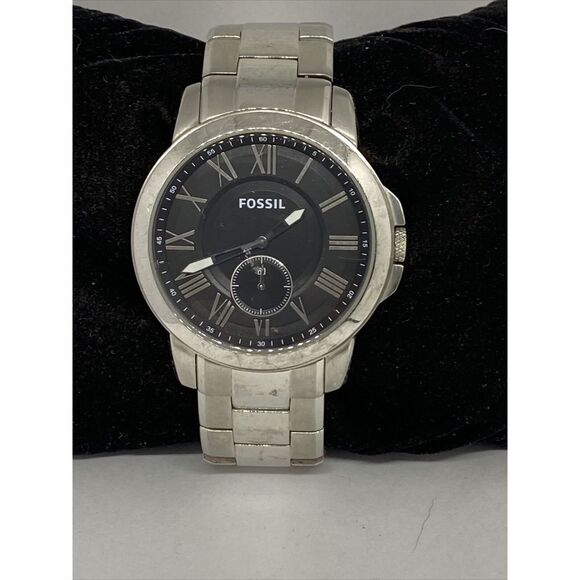 Fossil Grant FS4973 Men's Stainless Steel Analog Black Dial Quartz Watch RQ285 - Picture 1 of 12